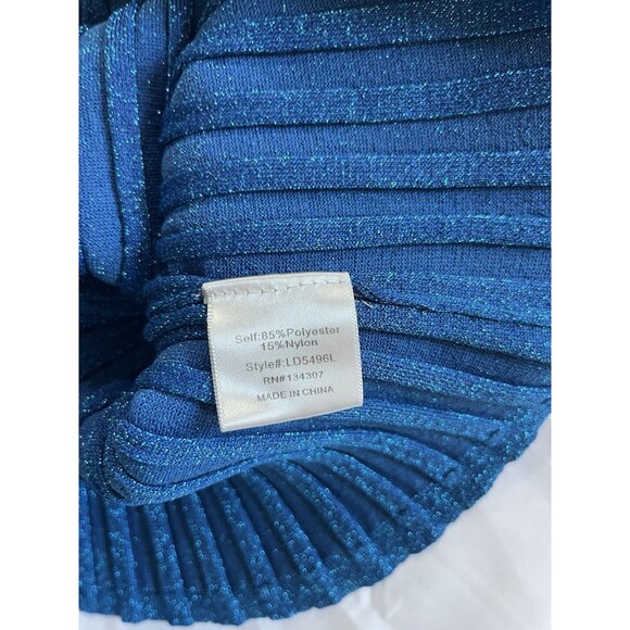 Line & Dot Metallic Midi Dress Women's Blue M - Picture 8 of 8